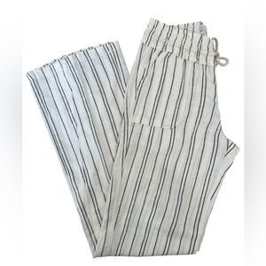 April Kiss Linen Blend Cream and Black Striped Beach Pants